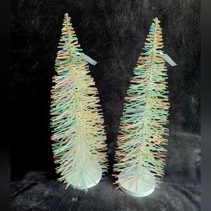 Bundle of 2 Christmas Iridescent Trees winter wonderland themed table topper 16"